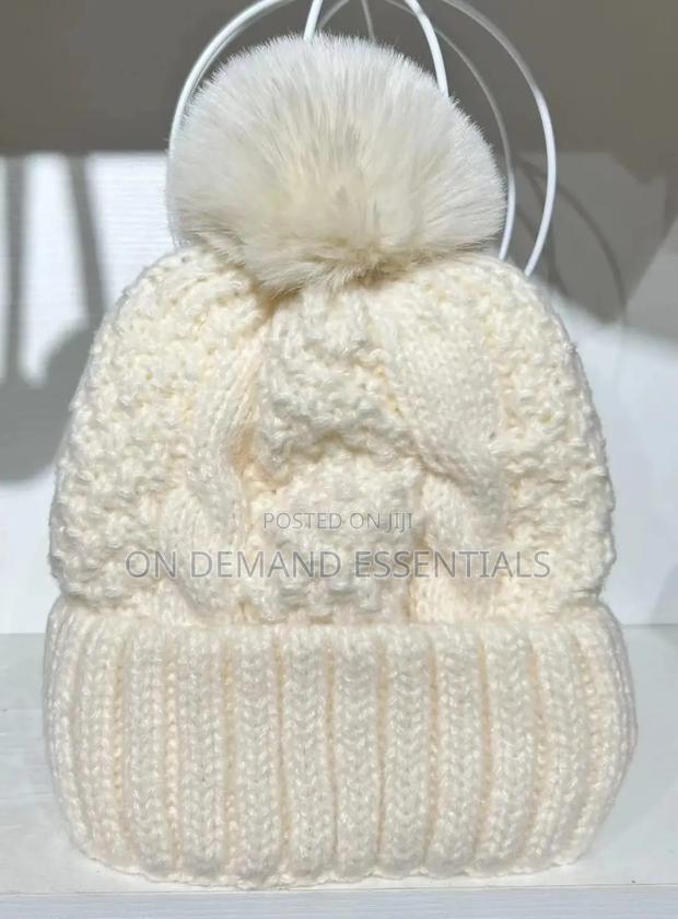 *Winter Knitted Hat Fleece Lined Warm Pure Color Versatile - thumbnail 3