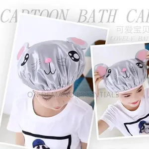 1Pcs Cartoon Thick Waterproof Bath Hat Double Layer Shower Hair Cover