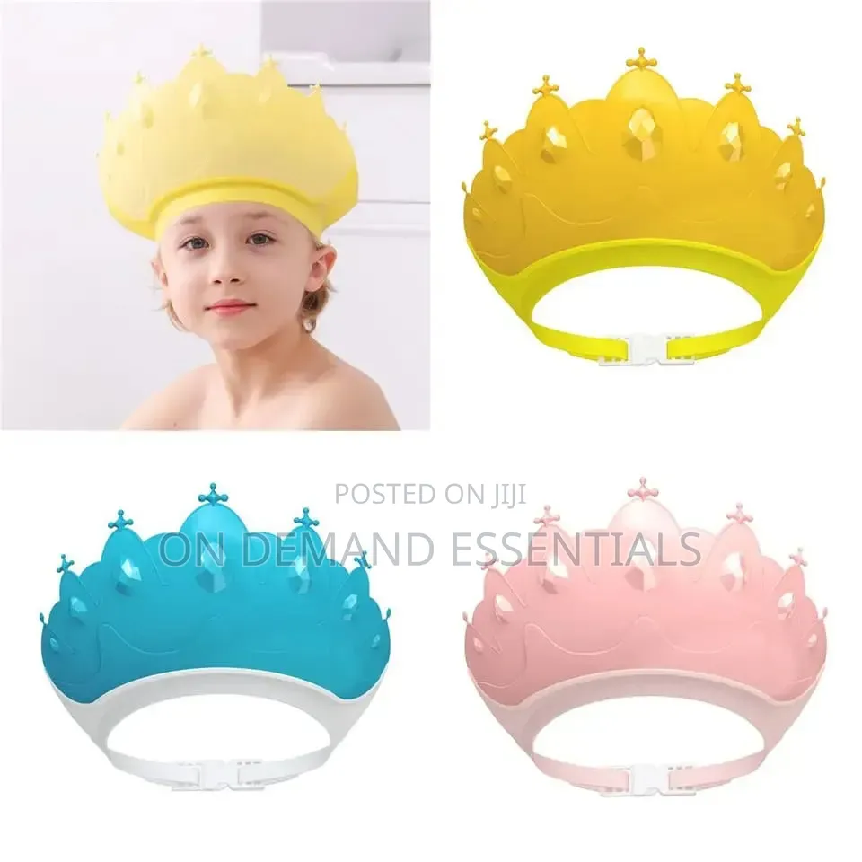 *Adjustable Baby Shower Shampoo Cap Crown Shape Wash Hair Shield Hat