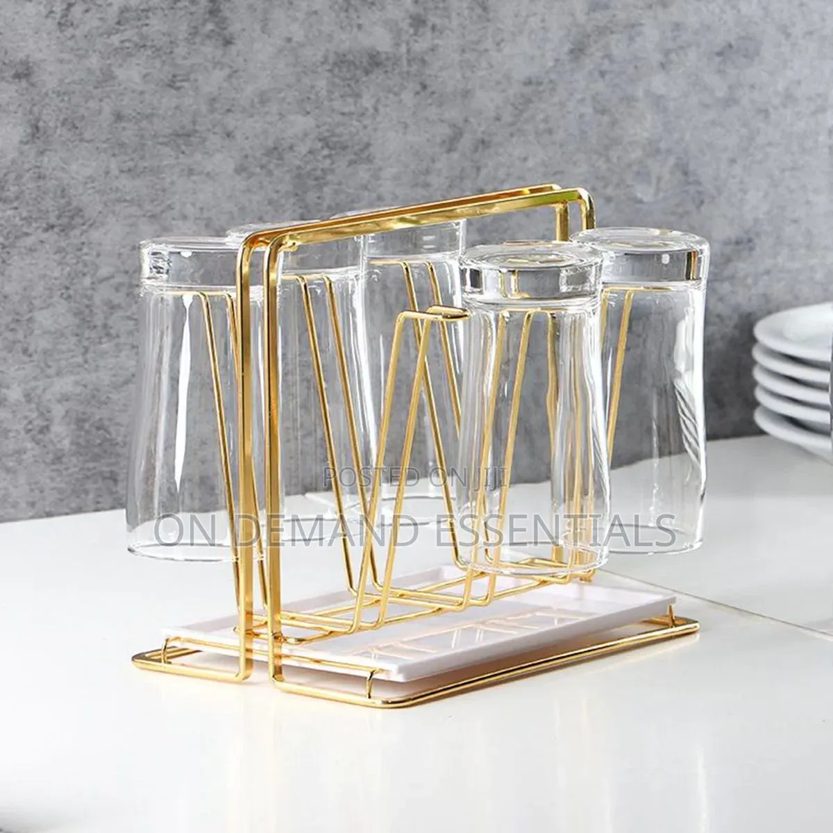 Modern Glass Cup Holder Set