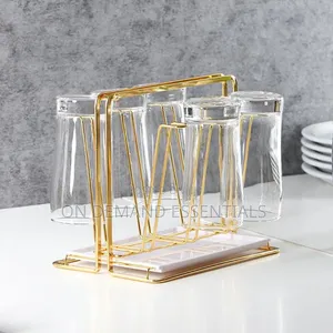 Modern Glass Cup Holder Set