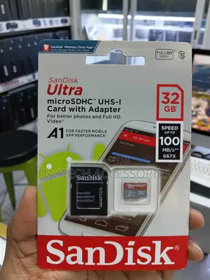 The SanDisk Ultra 32GB microSDHC UHS-I Memory Card.