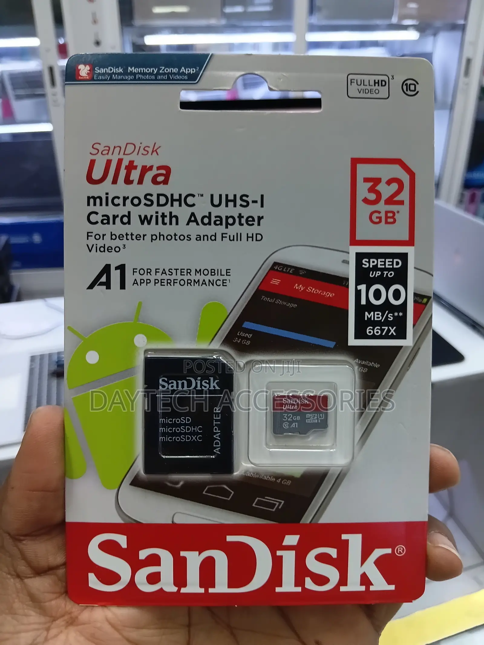 The SanDisk Ultra 32GB microSDHC UHS-I Memory Card.