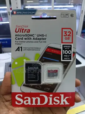 The SanDisk Ultra 32GB microSDHC UHS-I Memory Card.