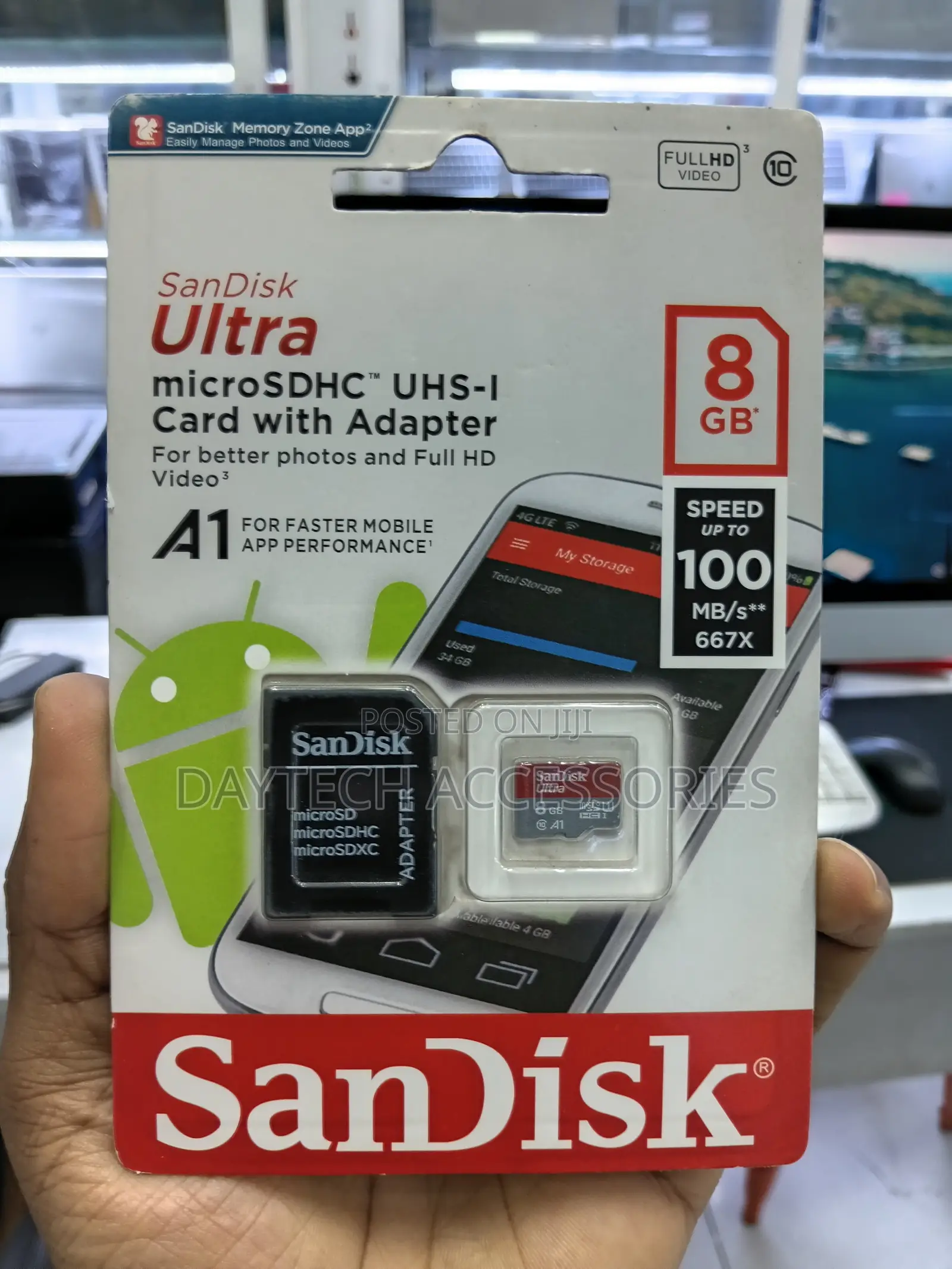SanDisk 8GB microSDHC Memory Card Ultra Class 10 UHS-I With SD Adapter