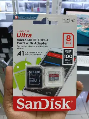SanDisk 8GB microSDHC Memory Card Ultra Class 10 UHS-I With SD Adapter