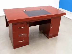 Office DeskExecutive Wooden Office Desk With Drawers- Storage Cabinet
