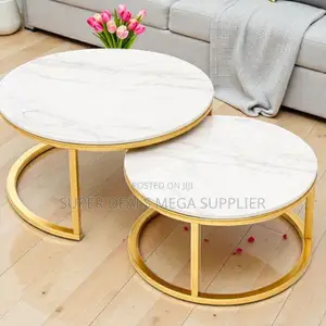 Minimalist Contemporary Homes Marble Top 2 Pieces Round Coffee Table
