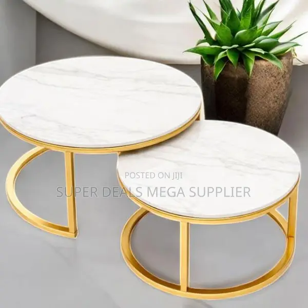Compact Design Modern Homes Marble Top 2 Pieces Round Coffee Table