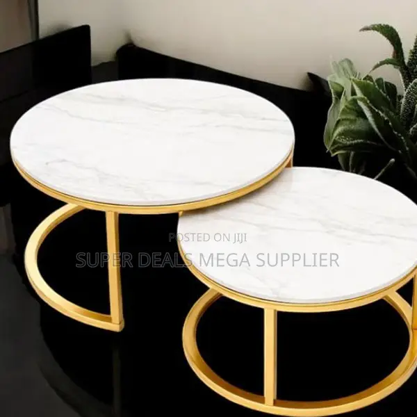 Compact Design Modern Homes Marble Top 2 Pieces Round Coffee Table