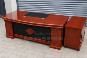 Mahogany Luxury Executive Office Desk With Mobile Side Cabinet