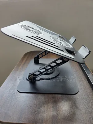 360 Rotating Cooling Fan Metalic Adjustable Tablet Laptop Holder Stand
