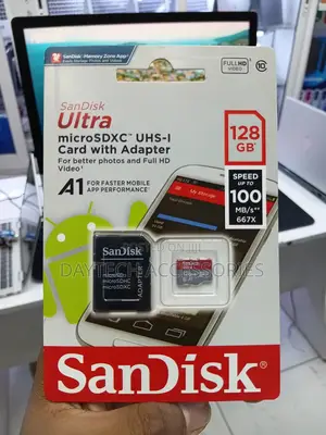 The SanDisk Ultra 128GB microSDXC UHS-I Card With SD Reader Adapter.