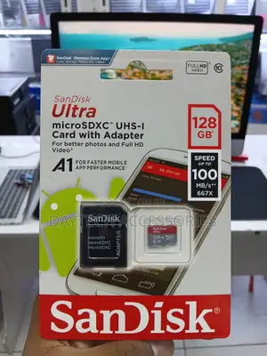 The SanDisk Ultra 128GB microSDXC UHS-I Card With SD Reader Adapter.