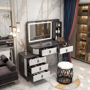 Dressers; White Classical Dressing Room Vanity Set Table