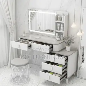 Dressers; White Classical Dressing Room Vanity Set Table