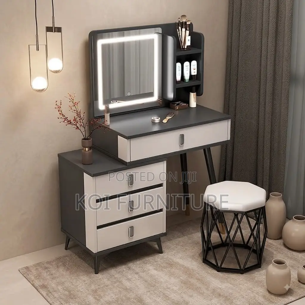 Dressers; White Classical Dressing Room Vanity Set Table