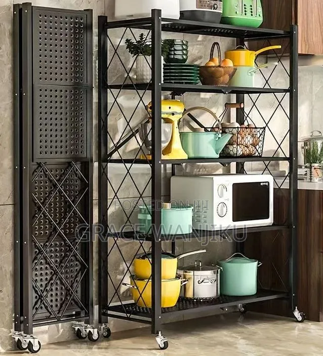 *Big Size Foldable Kitchen Rack With Wheels* *5tier