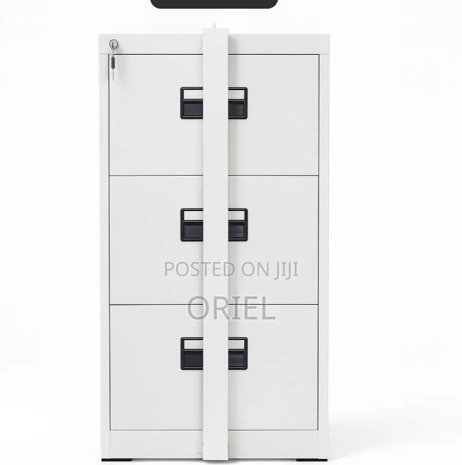 Office Cabinet : 3-Drawer Cabinet With Vertical Locking Security Bar