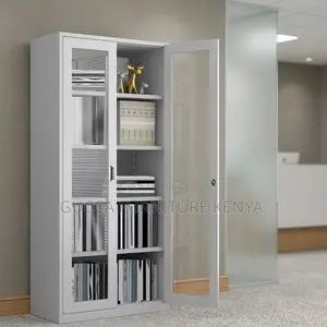 Full Glass Metallic Storage Cabinet.