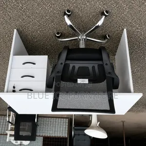 Executive White Desk With 3 Drawers and Ergonomic Chair