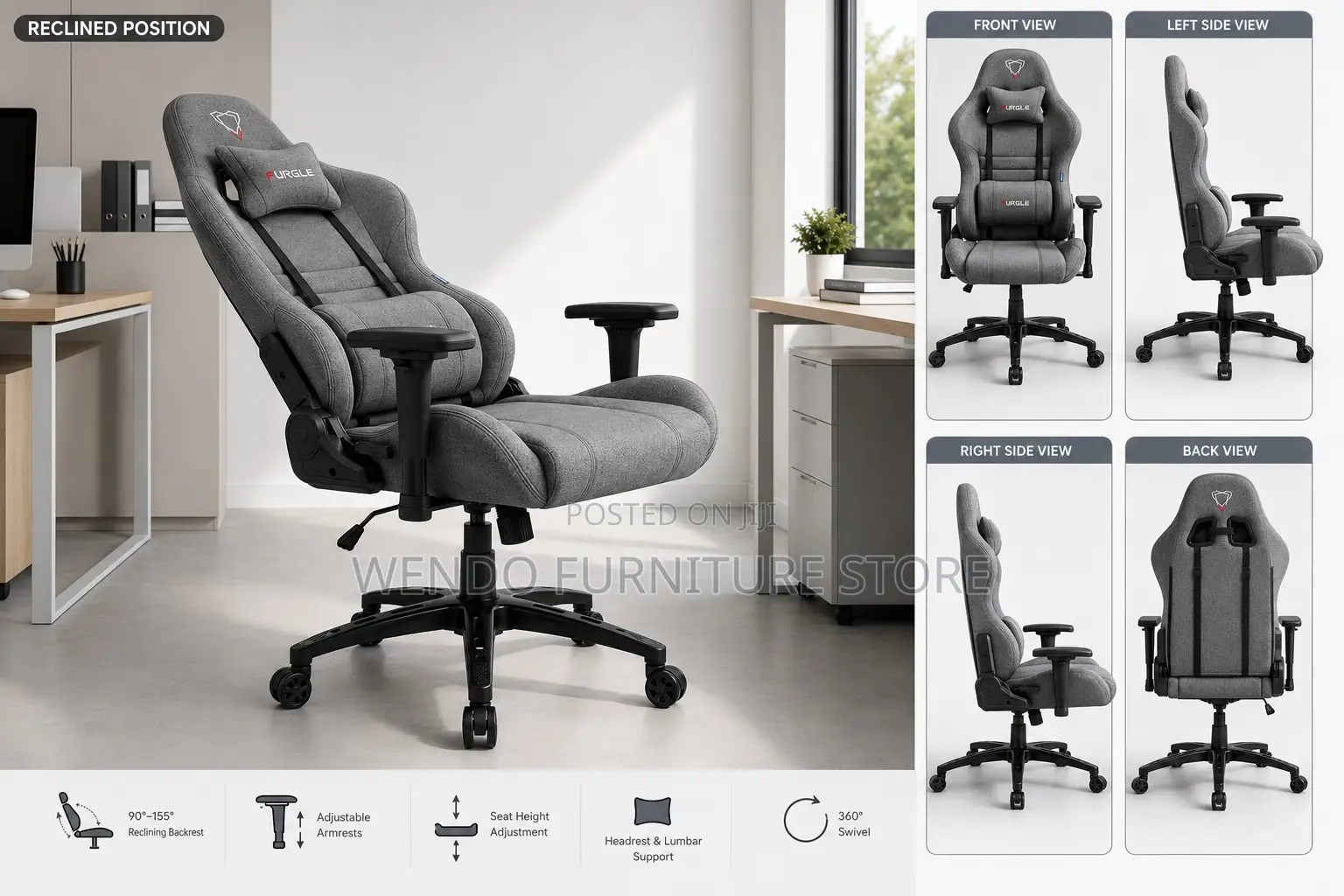 Office Chairs; Fabric Full High Back Office Gaming Chairs