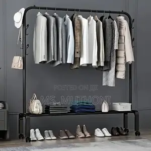 Free Standing Clothes Rail Metal Garment Rack on Wheels