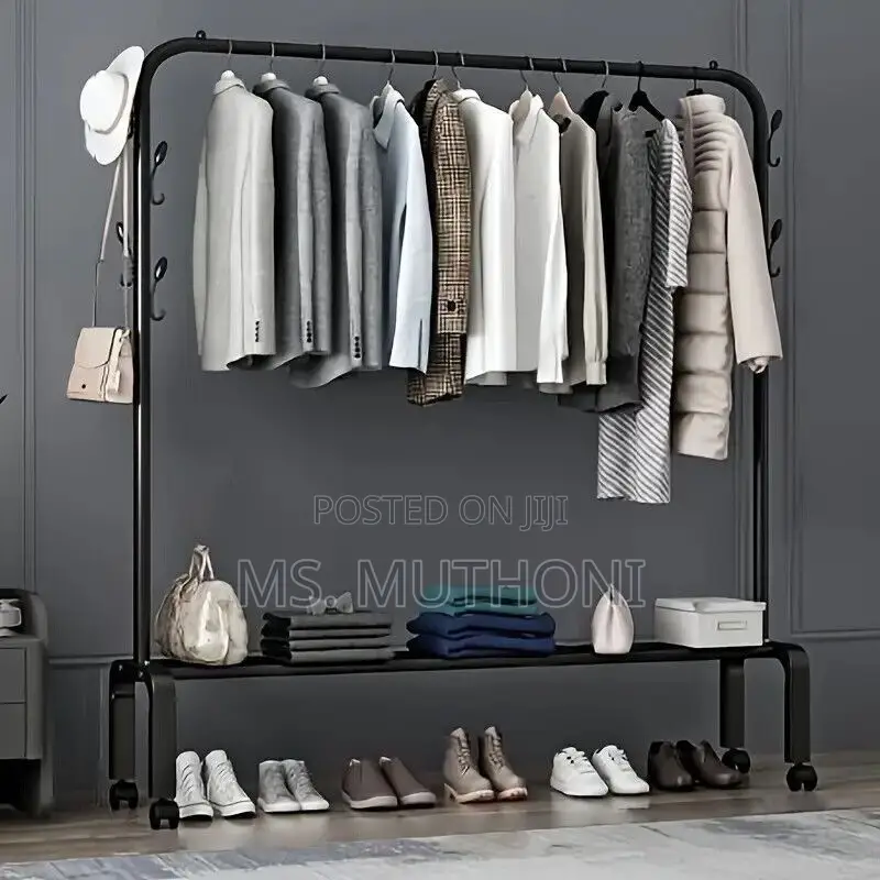 Free Standing Clothes Rail Metal Garment Rack on Wheels