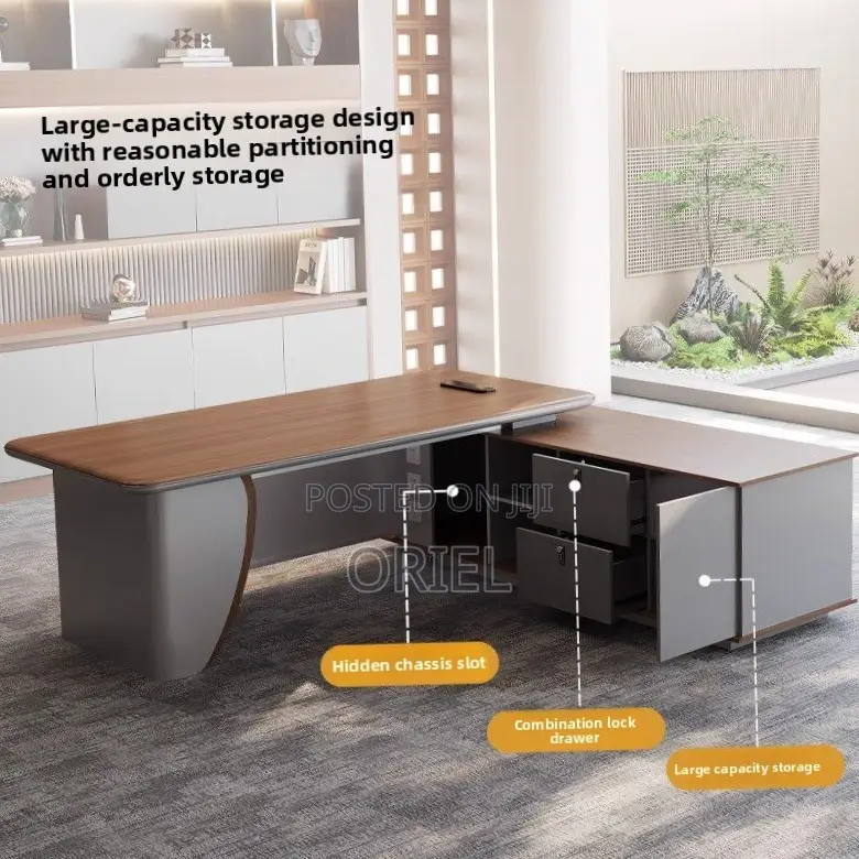 Office Desk : 2.4M L-Shaped Luxury C.E.O Desk