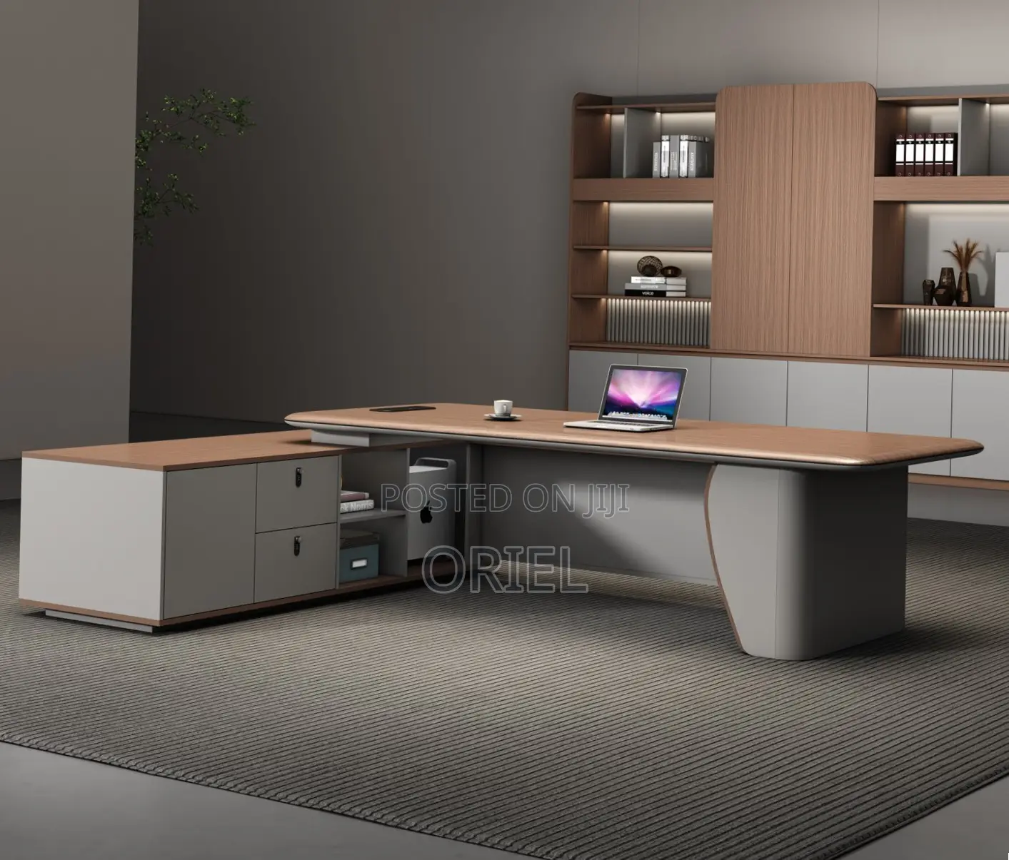 Office Desk : 2.4M L-Shaped Luxury C.E.O Desk