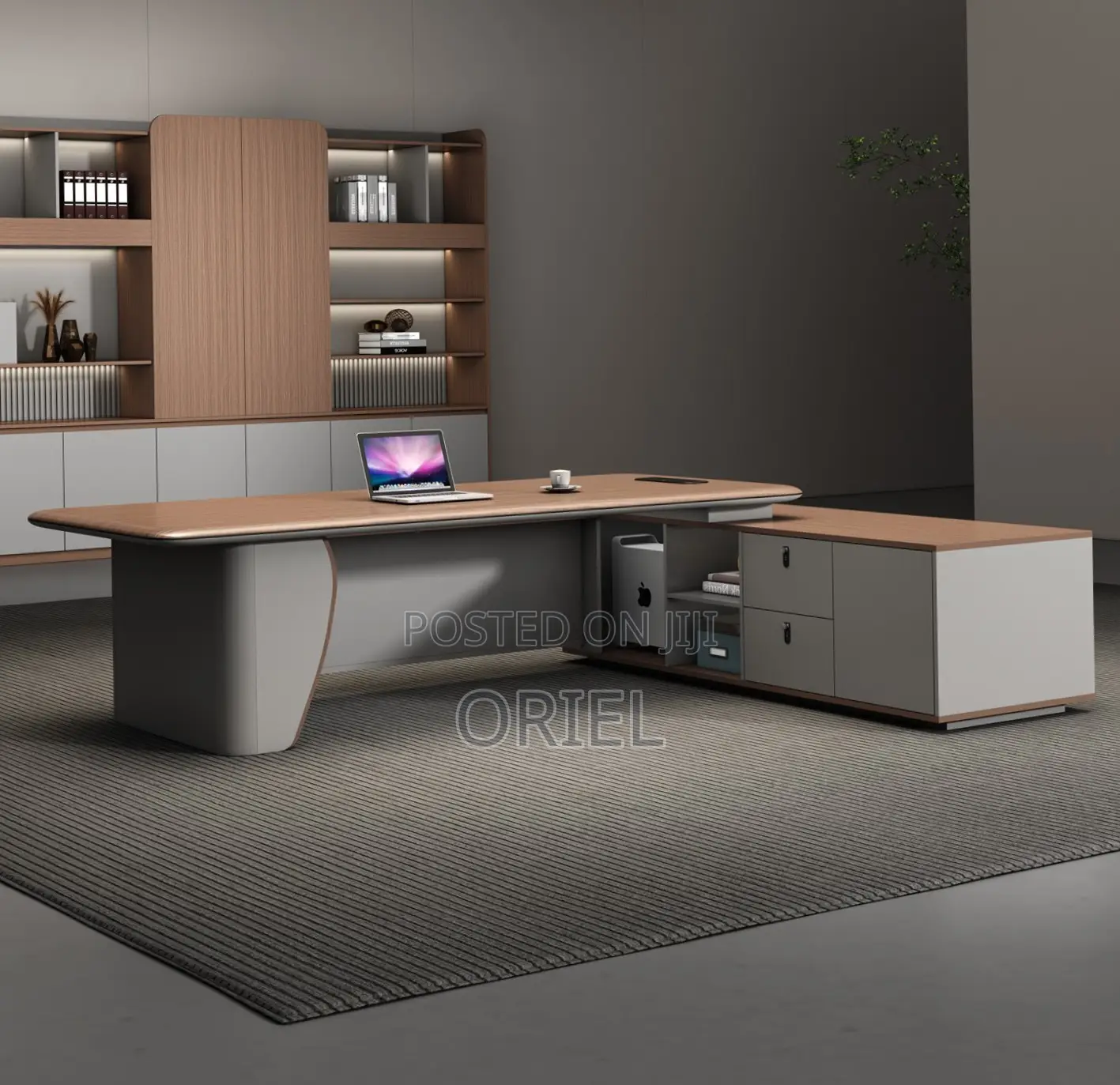 Office Desk : 2.4M L-Shaped Luxury C.E.O Desk