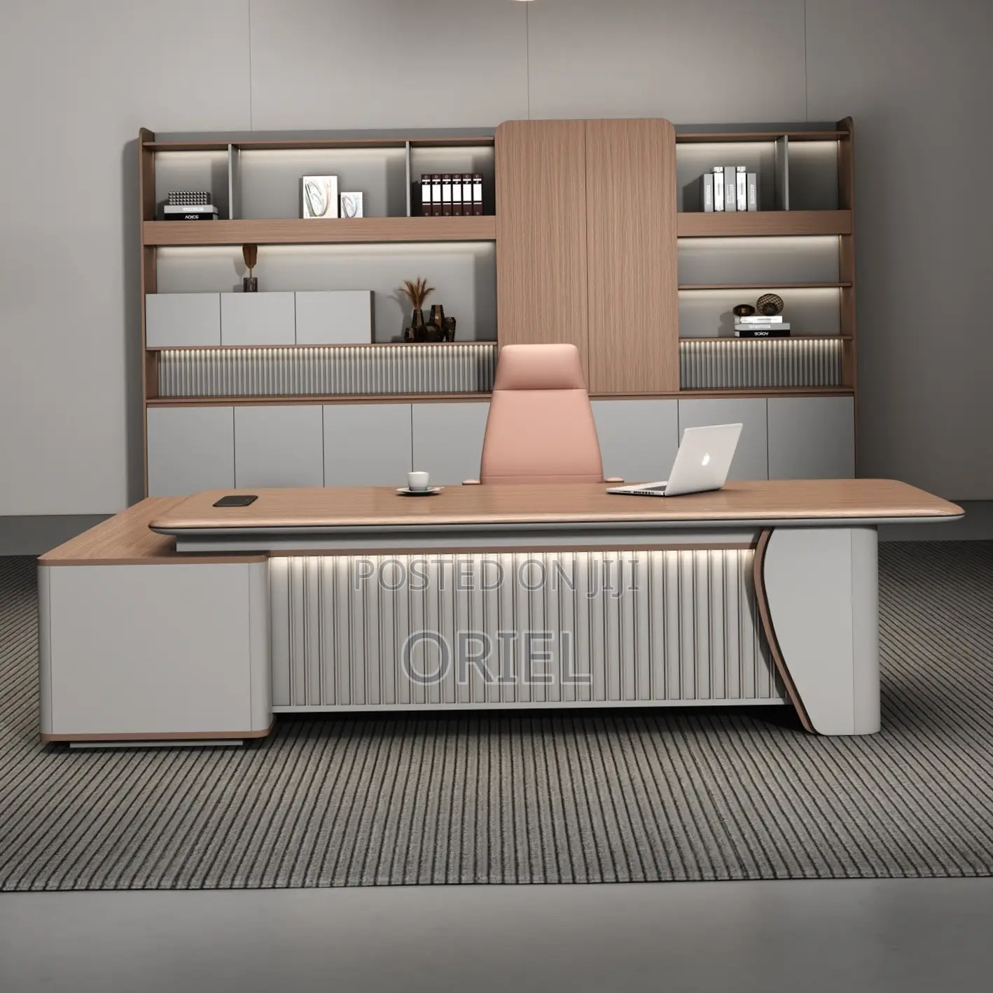 Office Desk : 2.4M L-Shaped Luxury C.E.O Desk