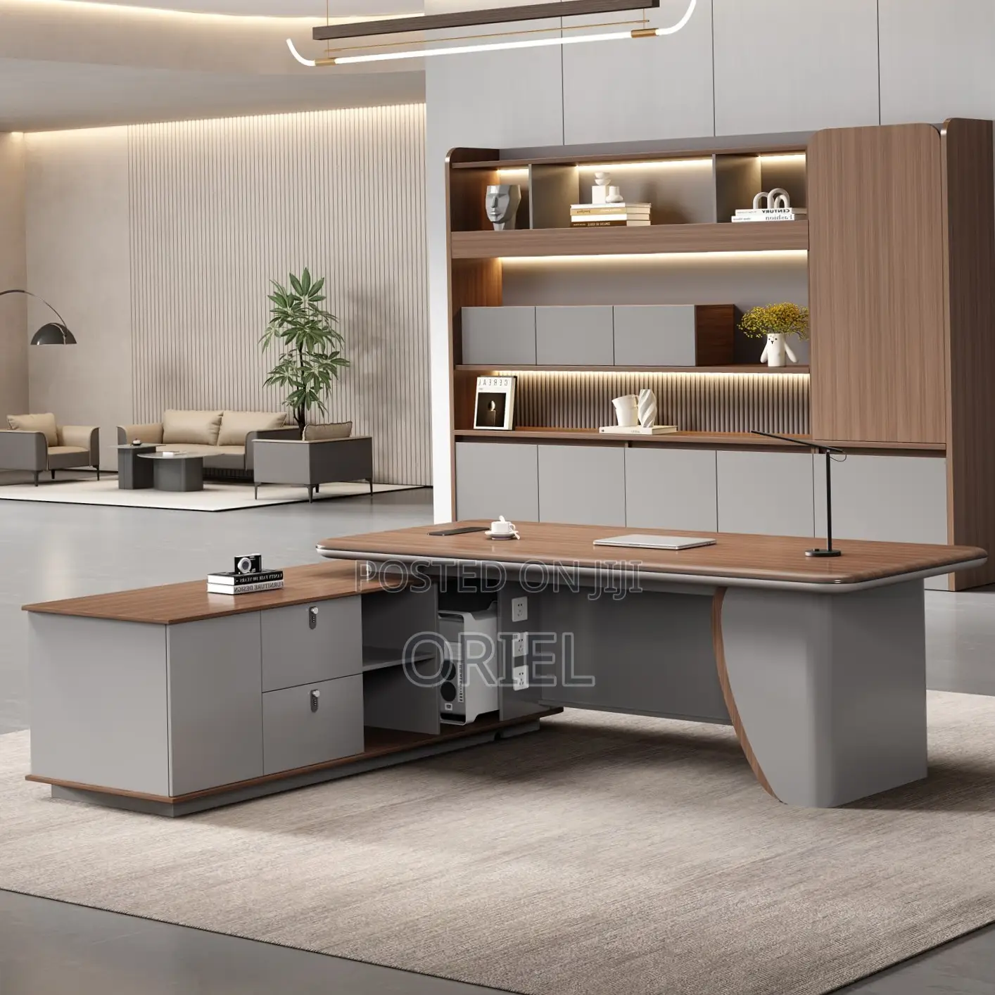 Office Desk : 2.4M L-Shaped Luxury C.E.O Desk