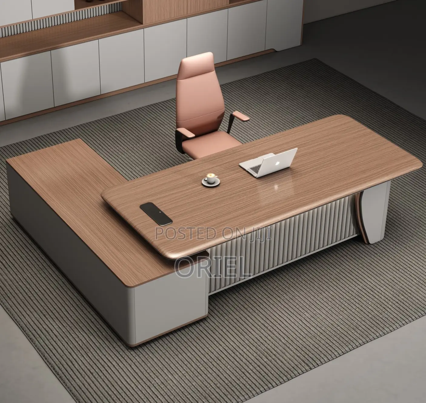 Office Desk : 2.4M L-Shaped Luxury C.E.O Desk
