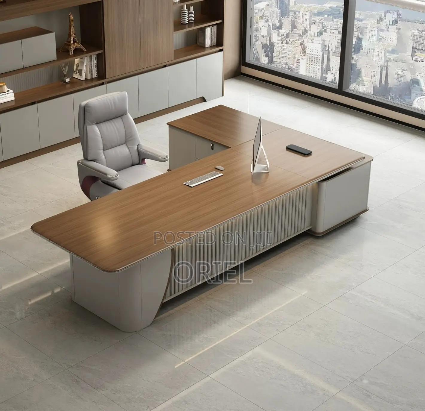 Office Desk : 2.4M L-Shaped Luxury C.E.O Desk