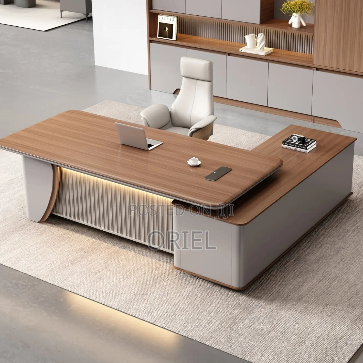 Office Desk : 2.4M L-Shaped Luxury C.E.O Desk