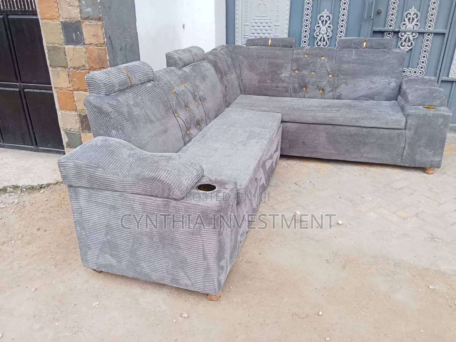Gray L Shape Sofa