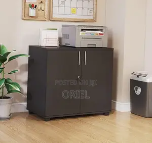 Office Credenza : 2-Door Black Wooden Filing Credenza