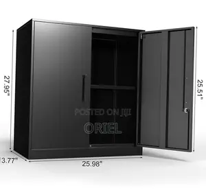 Office Credenza : 2-Door Black Wooden Filing Credenza