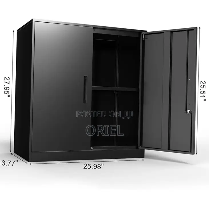 Office Credenza : 2-Door Black Wooden Filing Credenza