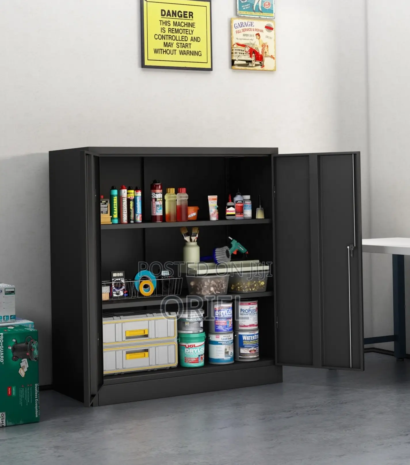 Office Credenza : 2-Door Black Wooden Filing Credenza
