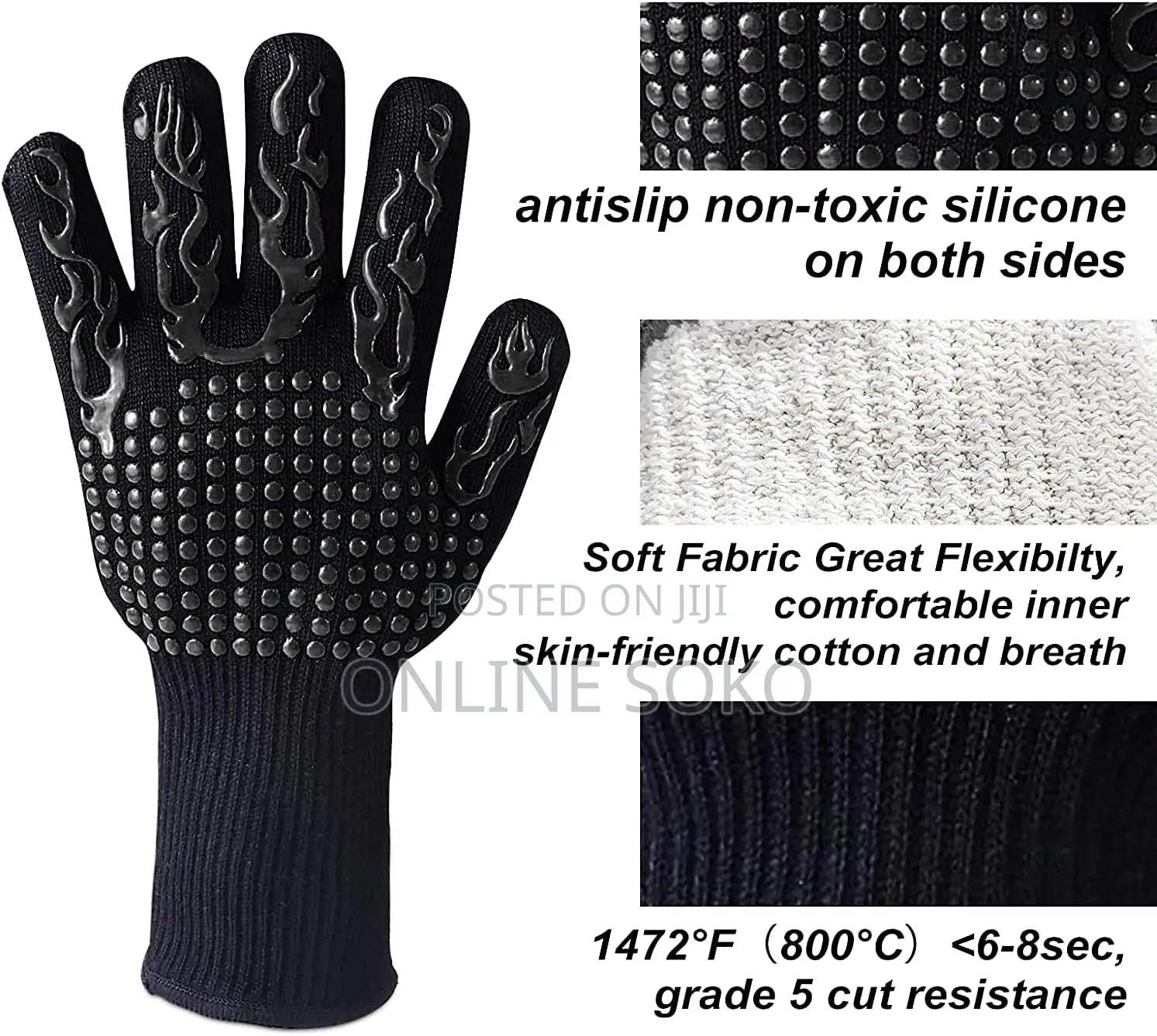 Non-Slip BBQ/Barbecue Extreme Heat Resistant Gloves Oven Mittens