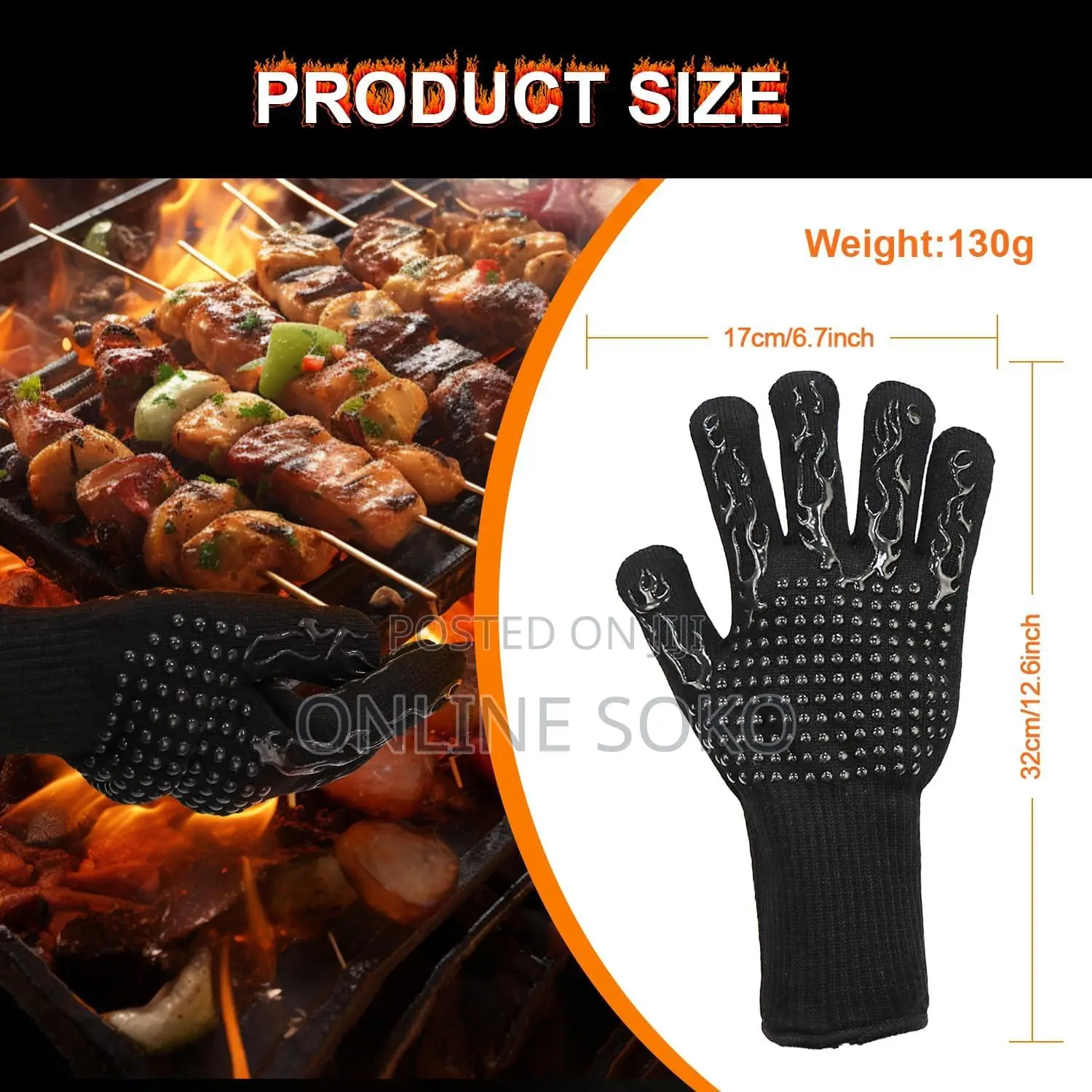 Non-Slip BBQ/Barbecue Extreme Heat Resistant Gloves Oven Mittens