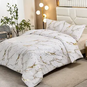 High-End Marbled Metallic Foil Duvet Cover