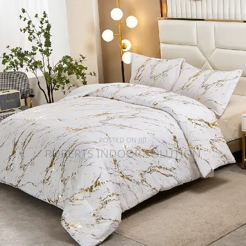 High-End Marbled Metallic Foil Duvet Cover
