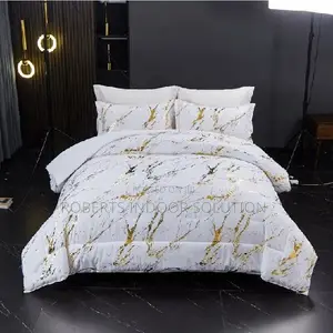 High-End Marbled Metallic Foil Duvet Cover