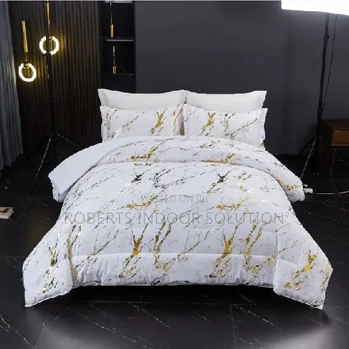 High-End Marbled Metallic Foil Duvet Cover
