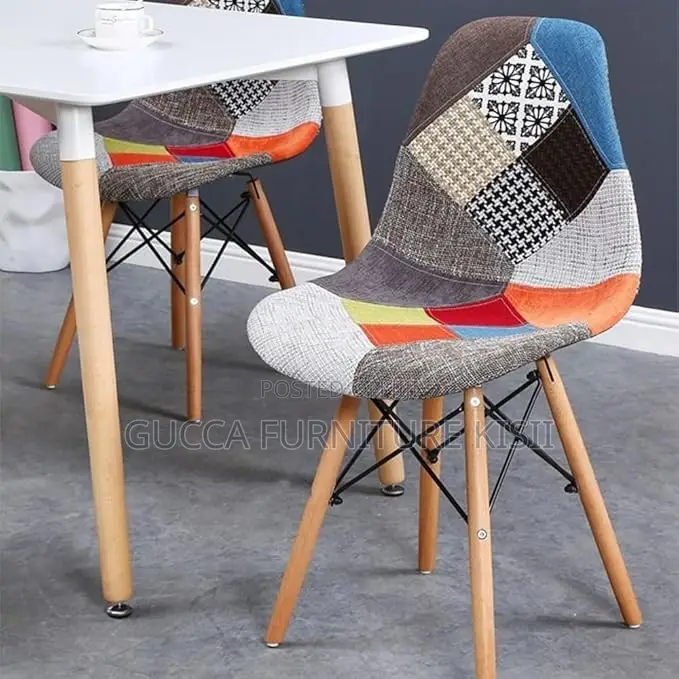 Home Chair; Armless Fabric Patch Dining Chair