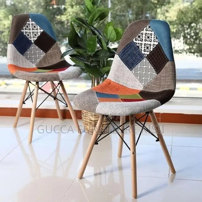 Home Chair; Armless Fabric Patch Dining Chair