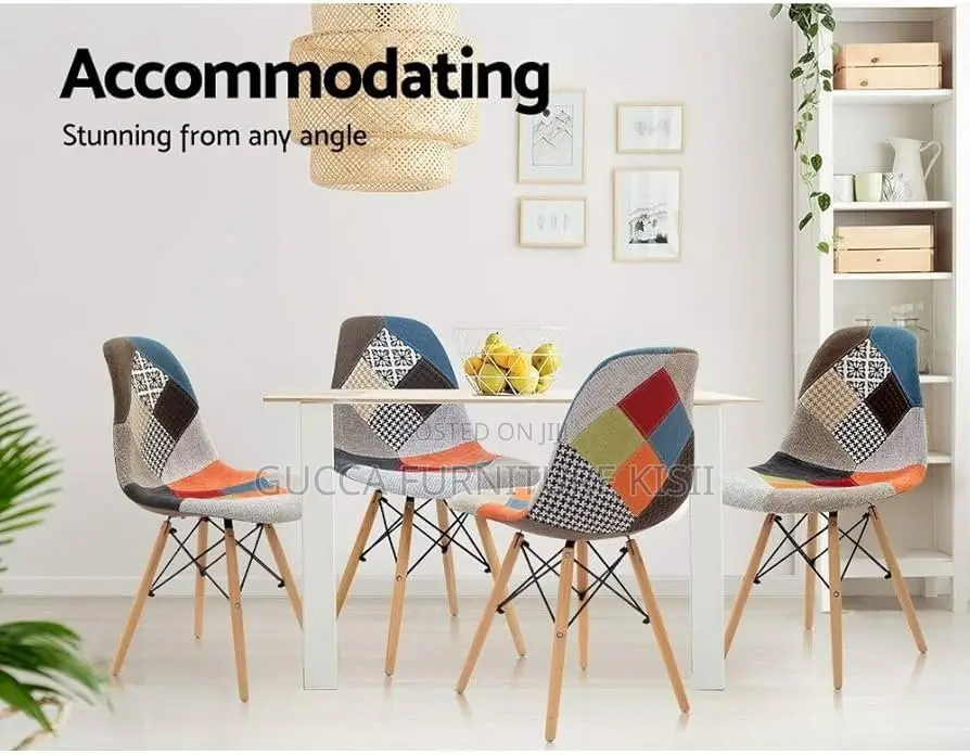 Home Chair; Armless Fabric Patch Dining Chair